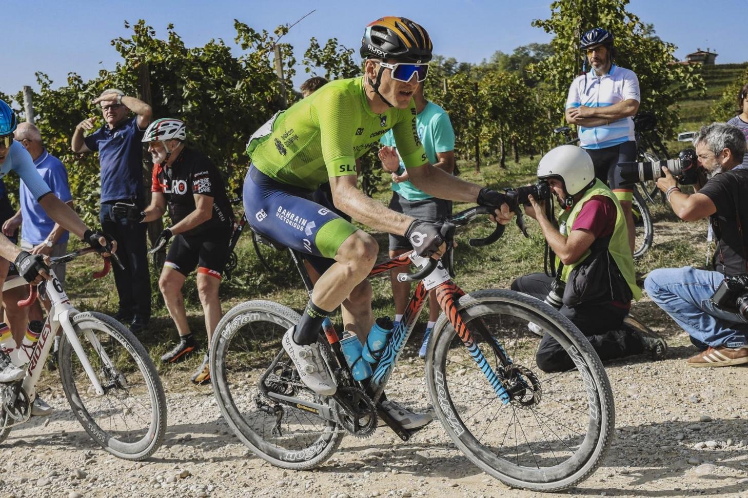 Mohoric in actie tijdens Wereldkampioenschap gravel